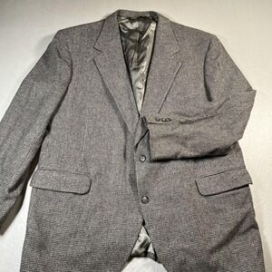 American Trend Blazer Mens 48R Gray Wool Lambswool Houndstooth Sport Coat USA